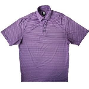 FootJoy FJ Golf Polo Shirt Mens Large Purple Stripe Performance Stretch